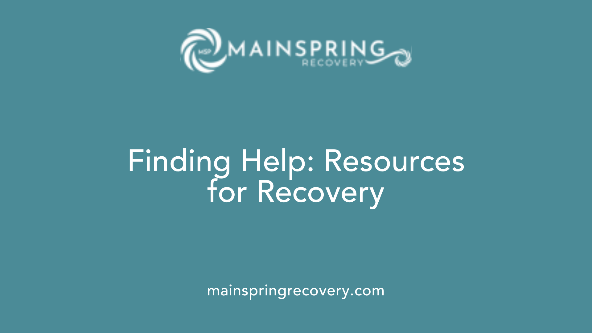 finding help: resources for recovery